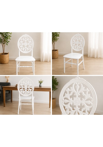 Royal Vintage 4'lü Beyaz Plastik Sandalye