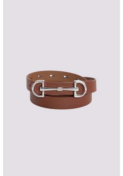 Tudors Kadın Modern Gümüş Renk Metal Tokalı 110 Cm Standart Beden Taba Kadın Kemer -51470