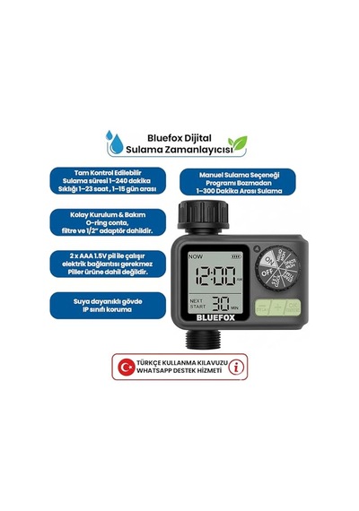 Dijital Sulama Zamanlayıcı Programlanabilir Bahçe Sulama Cihazı, Otomatik Hortum & Musluk Tipi Timer, Lcd Ekran,