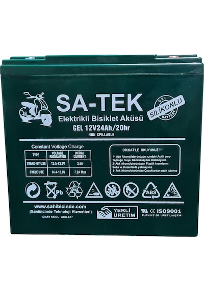 Satek 12V 24 Ah Elektrikli Motosiklet Bisiklet Aküsü Jel Akü 2025 Üretim