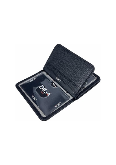 Diga 1169 Hakiki Deri Minimal Kartlık Siyah Tan Kırmızı