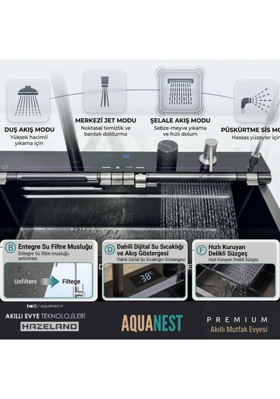 Hazeland Aquanest 7 Tuşlu Akıllı Evye Smart Evye Akıllı Mutfak Ev