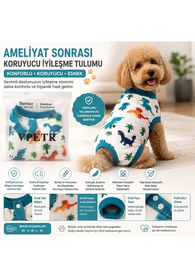 Ameliyat Sonrası Koruyucu Köpek Tulumu Recovery Suit L Beden