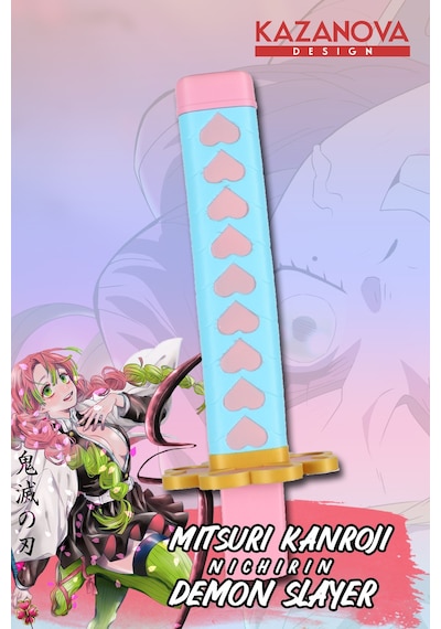 Kazanova Design Mitsuri Kanroji Katlanabilir Katana Figür 98 Cm Demon Slayer Anime Cosplay