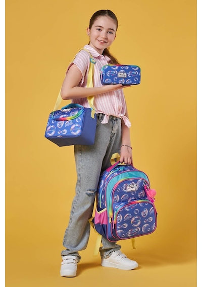 Coral High Kids Lavanta Pembe Baloncuk Desenli 3'lü Okul Çanta Seti Set0123656
