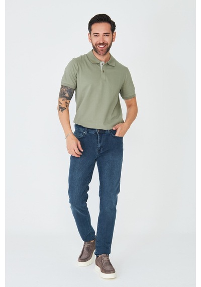 Koyu Lacivert Erkek Günlük Kot Pantolon Olive