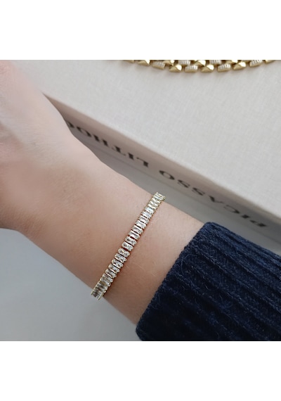 Lente Aksesuar Gold Full Baget Zirkon Taşlı Lüks Su Yolu Bileklik - 14k Altın Kaplama Xuping Altın