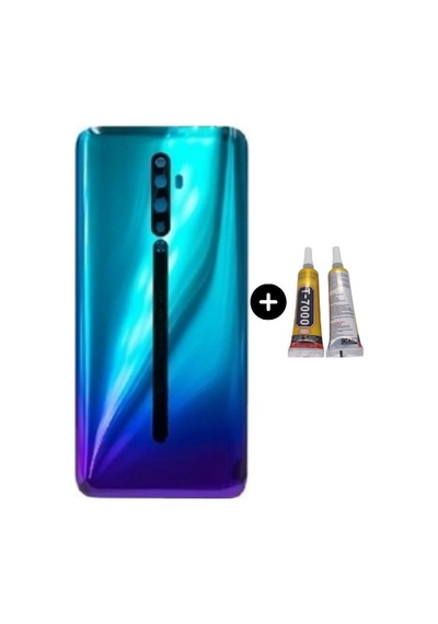 Oppo Reno 2z Uyumlu Arka Pil Kapağı Mavi + B7000 Çok Renkli