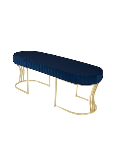 Viego Gold Striped- Mavi Kapitoneli Chester Model Puf & Bench & Koltuk & Uzun Makyaj Puff & Yatak Ucu &önü