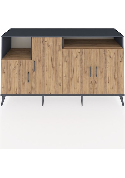 Hyperion Konsol 5 Raflı 4 Kapaklı 176x44x99 Antrasit-çam Antrasit-çam