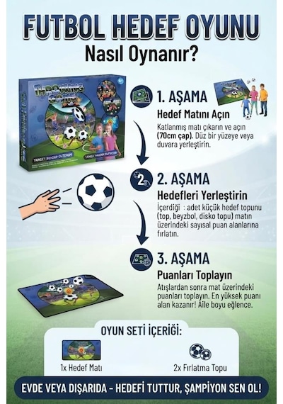 Profesyonel Futbol Hedef Matı 7 Hedefli Taşınabilir Skor Oyunu Adet Mini Top Dahil Oyun Seti