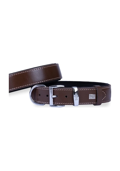 Doggie Konforlu Deri El Yapımı Köpek Boyun Tasması 3.5 x 47-55 CM Kahverengi