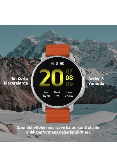 Logia Active6 Yuvarlak Alüminyum Kasa Spor Silikon Kordon Akıllı Saat