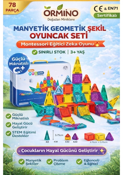 Ormino-mini Manyetik Blok Seti 78 Parça