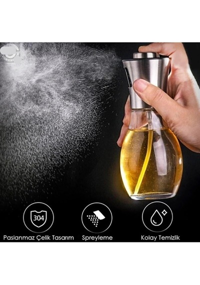 Yağ Sirke Püskürtücü Cam Sprey Yağdanlık Şişe Yağlık Ve Limon Püskürtme Şişesi 200 Ml Gümüş Diğer