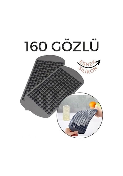 3 Adet - Mini Küp Şekilli , Silikon Buz Kalıbı - 160'lı Mini Buz Kalıbı Silikon Diğer