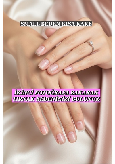 100 Adet Jel Tips Small Beden Kısa Kare Takma Tırnak Seti Small