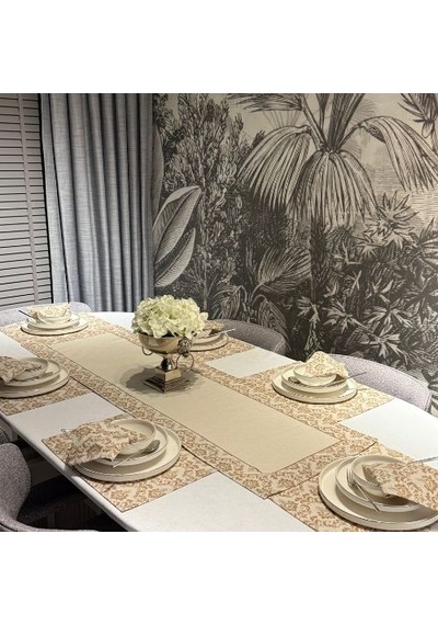 Keten Balca Desen Runner 40x140 Cm Çok Renkli