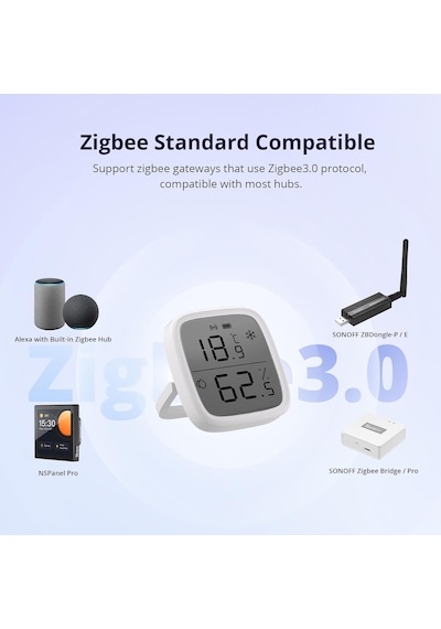 Snzb-02d Zigbee Lcd Ekranlı Akıllı Sıcaklık Ve Nem Sensörü Snzb-02d Çok Renkli