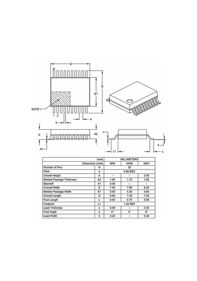 Pıc16f1828 I/ss Smd Ssop-20 8-bit 32 Mhz Mikrodenetleyici