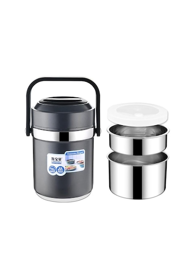 304 Çelik Gri 1600 Ml Vakumlu Yemek Mama Saklama Termosu Sefertası Cin597sy Genel