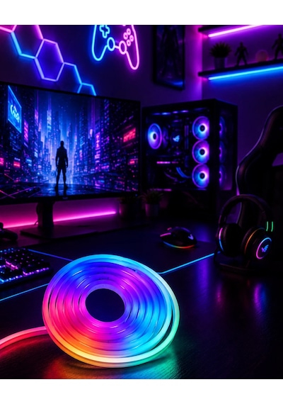 Kumandalı Su Geçirmez Rgb Led Şerit Işık Müzik Senkronlu Neon Led 54964425