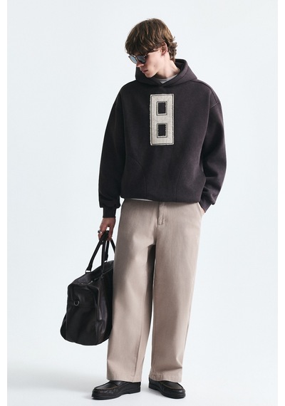 Vamos Numara Baskılı Oversize Sweatshirt Kahve