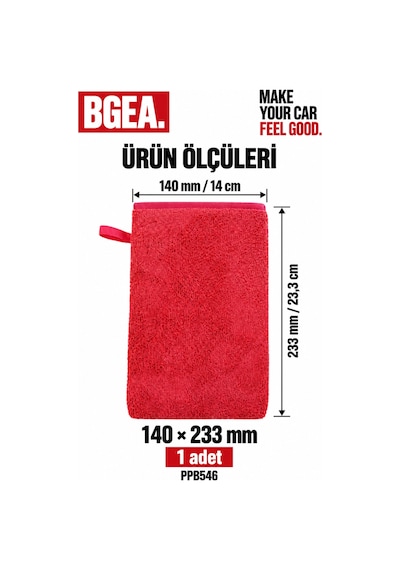 Bgea Premium Kil Eldiveni 140x233 Mm Mikrofiber Ve Kil Yüzeyli Araç Bakım Eldiveni