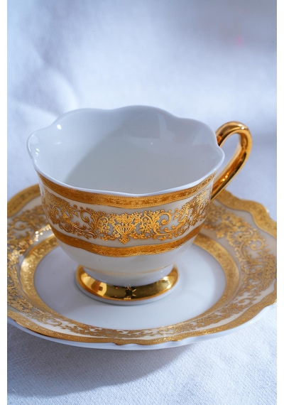 Acar Lılıbet 6 Kişilik Kahve Fincanı Takımı - 90 Ml Beyaz - Gold