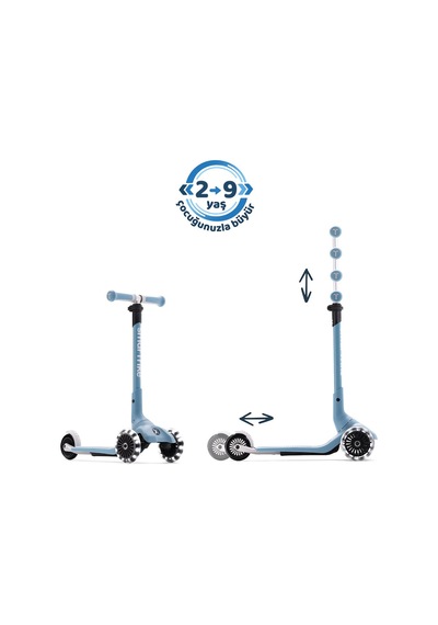 Smartrike Xtend Mini+ 2 Aşamalı Büyüyen Çocuk Scooter 2-9 Yaş Katlanabilir Led Tekerlekli Ocean Blue