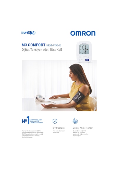 Omron M3 Comfort Üst Koldan Dijital Pilli Tansiyon Aleti,5 Yıl Garantili Taşıma Çantası Hediyeli