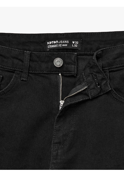 Koton Pamuklu Normal Bel Cepli Straight Fit Jean Pantolon - Mark Jean Siyah 7wam40236nd