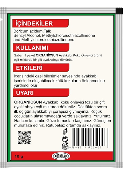 Organicsun 5'li Paket Ayakkabı Koku Önleyici Giderici Toz