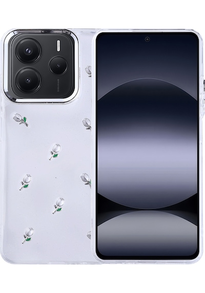 Xiaomi Redmi Note 14 5g Kılıf Airbag Tasarımlı Simli Şeffaf Zore Kutup Kapak Lale