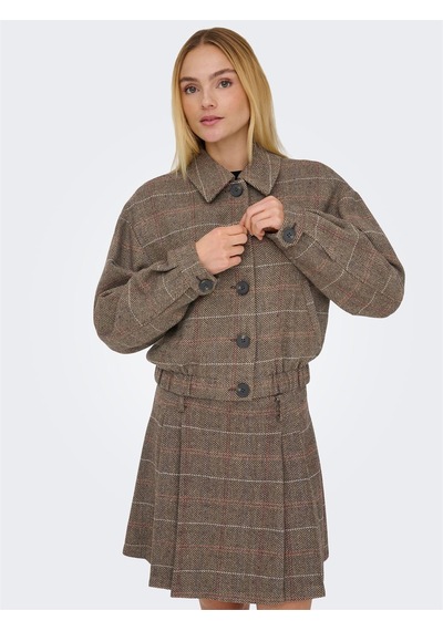 Only Onlrıcca Lıfe Check Jacket Otw Kadın Kahverengi Dış Giyim - 15356760 Kahverengi