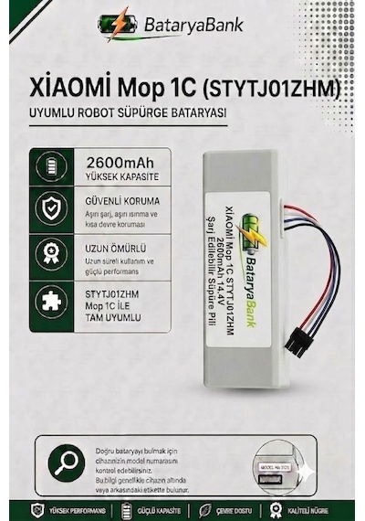 Mi Vacuum Mop 1c Stytj01zhm Robot Süpürge Bataryası 14.4v 2600mah Li-ion Uyumlu Yedek Pil