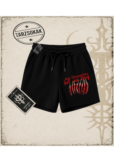 Tarzsokak Gotik & Grunge Streetwear Hot And Spıcy Unisex Şort Siyah