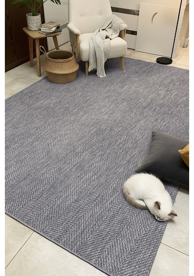 Berena Naturel Jüt Halı Örme Kilim Sisal Hasır Halı Mutfak Balkon Halısı Gri-140x200
