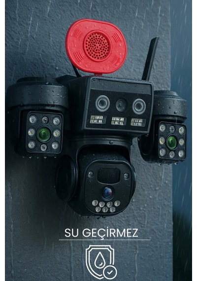 O-kam Ok8090 4g Simkartlı Solar 3 Lens 9mp Siren Mikrofon Hoparlör Yapay Zeka Güneş Panelli Ptz Kamera