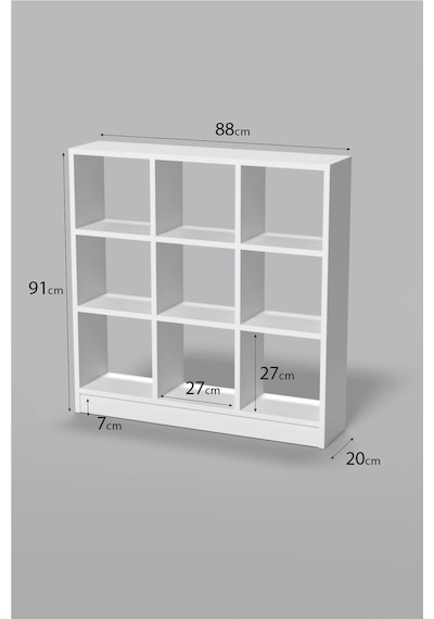 9 Bölmeli Kitaplık Beyaz 91 Cm Çok Renkli