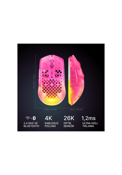 Aerox 3 Wireless Gen 2 - Magenta Haze 4k Kablosuz Gaming Mouse