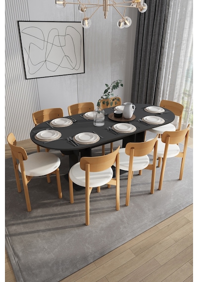 Modern 8 Kişilik Mutfak Yemek Masası Ve Sandalye %100 Mdf Mutfak Yemek Odası Masası Takımı Ymt08 Antrasit Modern 8 Kişilik Mutfak Yemek Masası Ve Sandalye %100 Mdf Mutfak Yemek Odası Masası Takımı Ymt08 Antrasit