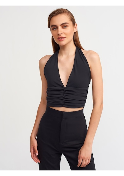 Dilvin 20154 Büzgü Detaylı Crop Top
