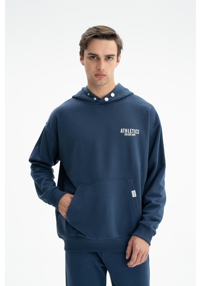 AR-MA Arma Erkek Oversize Kanguru Cepli Şardonsuz 3 İplik Kapşonlu Sweatshirt 001