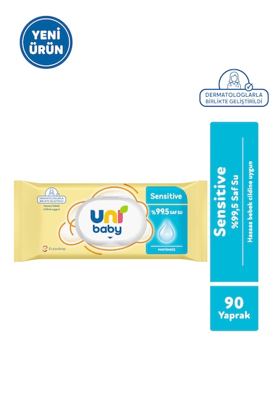 Uni Baby Sensitive Islak Bebek Mendil 12x90 1080 Yaprak 12'li Set