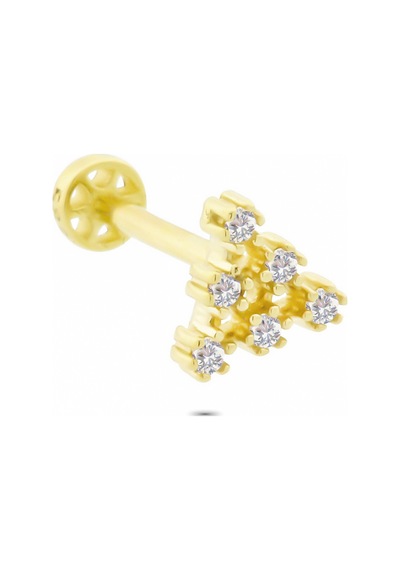 Glorria Altın Piramit Tragus Piercing Çok Renkli