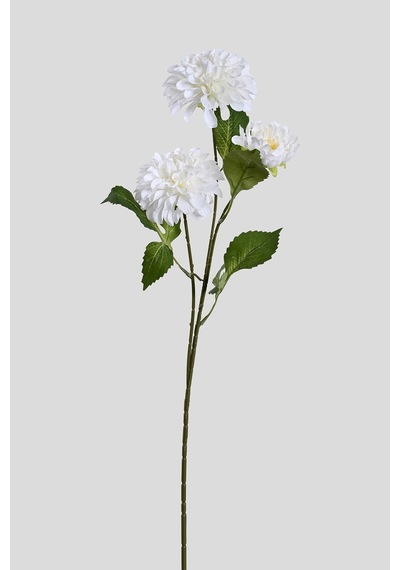 Beyaz Yapay Dahlia Yıldız Çiçeği 3 Dallı Lüx İpeksi Dokulu 75 Cm