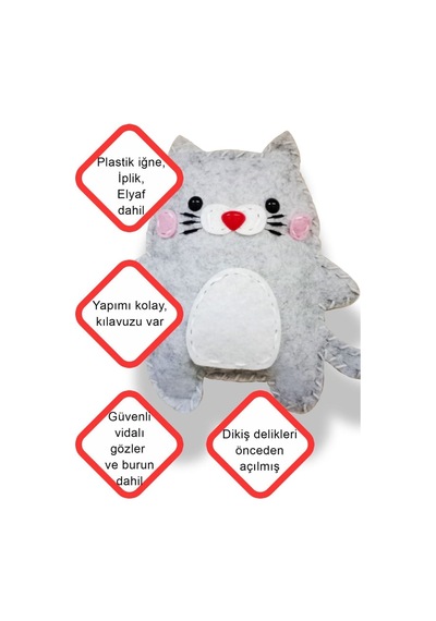 Keçe Oyuncak Dikiş Seti - Minik Kedi Yaratıcı Eğitici Oyuncak