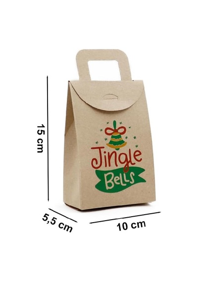 10x15 Noel Ve Yılbaşı Temalı Kraft Hediye Kutusu Seti 4 Adet 10x15 Cm, Çift Taraflı Baskılı / M4 Genel
