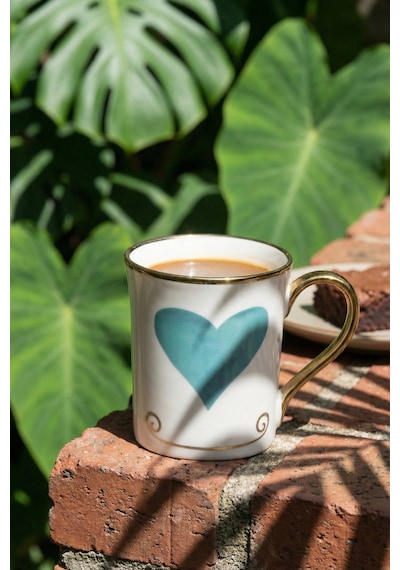 Heart Porselen Kupa Mavi - 250 Ml Mavi